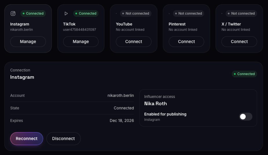 Each platform has a card; open one to find Reconnect