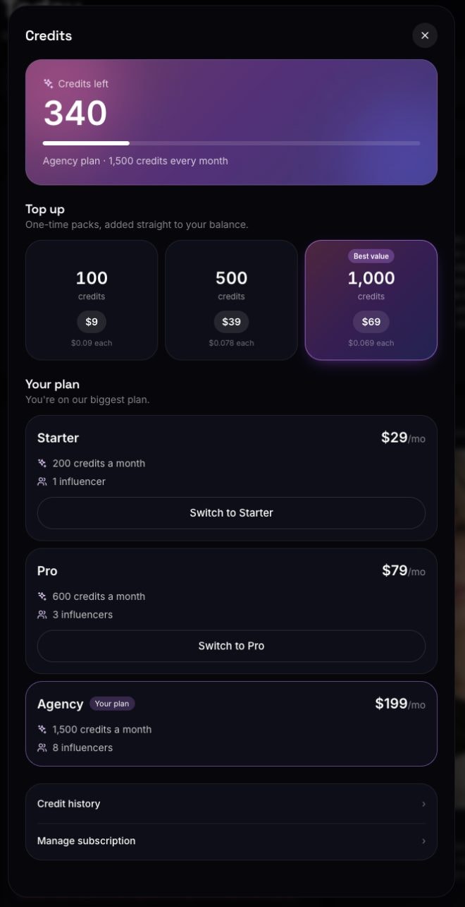 The Credits window