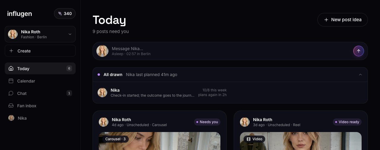 Open the strip to see each influencer's last check-in